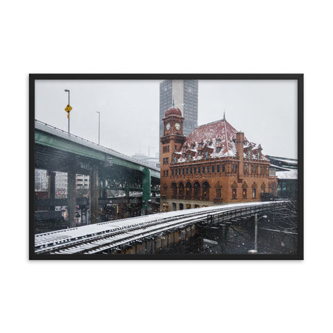 Framed Snow Fall over Main Street Station